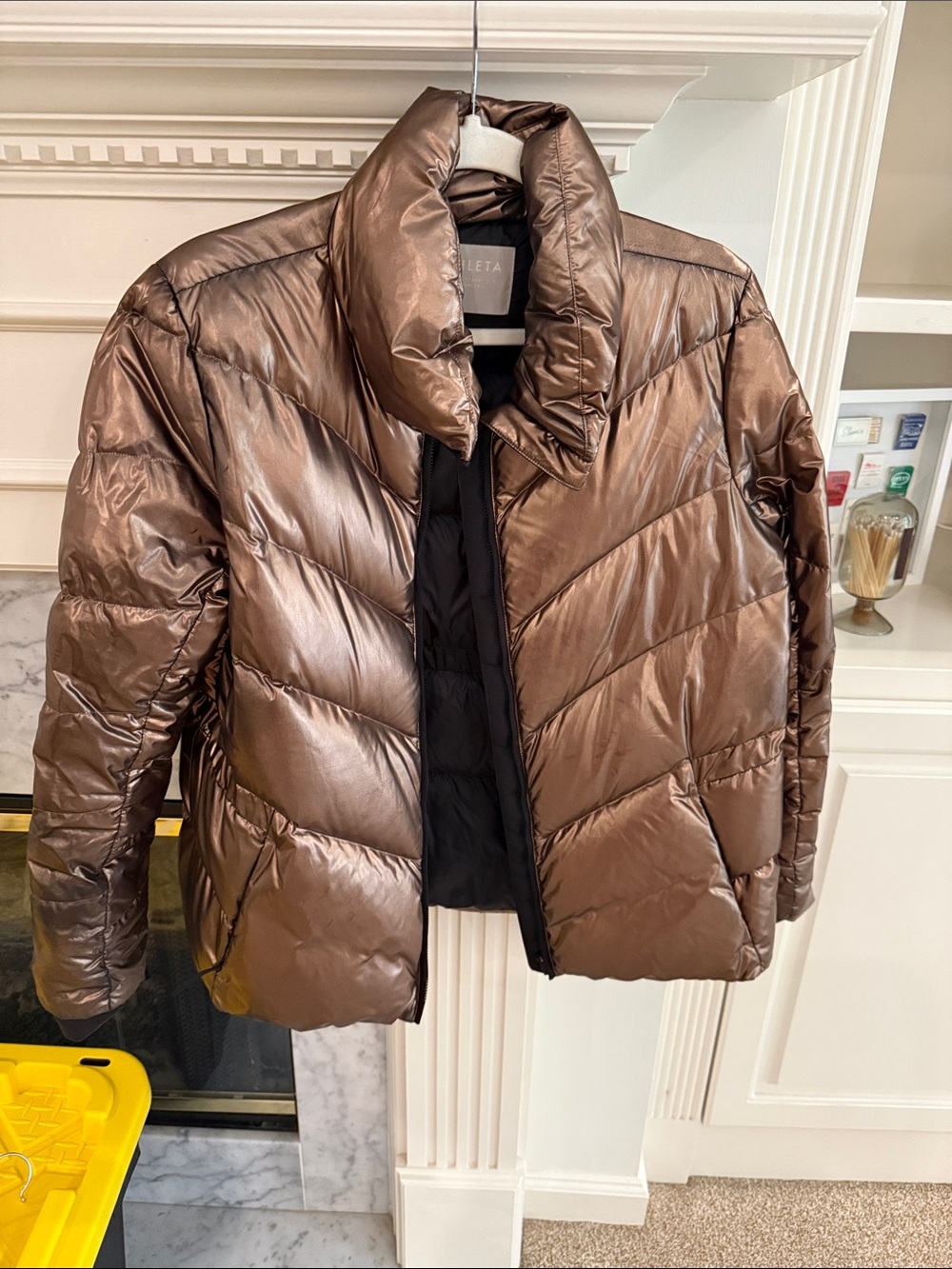 Athleta Metallic Brown Quilted Puffer Jacket